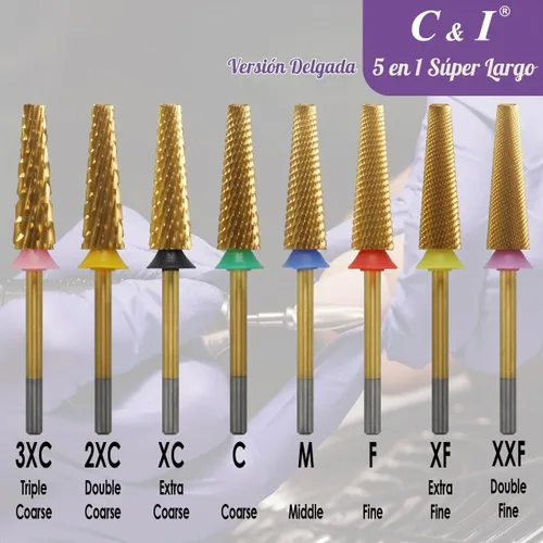 Vista 5 de C&I - Broca de uñas 5 en 1, súper larga, delgada, Efile, broca profesional para uñas de extensión, polvo acrílico, gel duro, removedor de cutículas