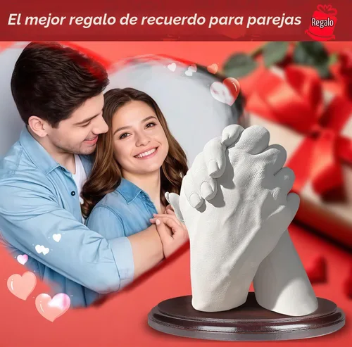 Vista 2 de PewinGo Kit de Moldeo de Manos con Base - Molde de Yeso DIY para Parejas - Ideas de Regalo para San Valentín, Compromiso, Aniversario, Boda