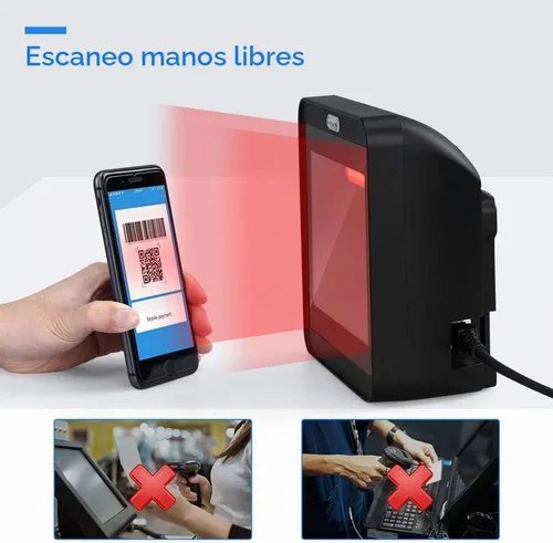 Vista 2 de Eyoyo Escáner automático de código de barras QR 1D 2D manos libres