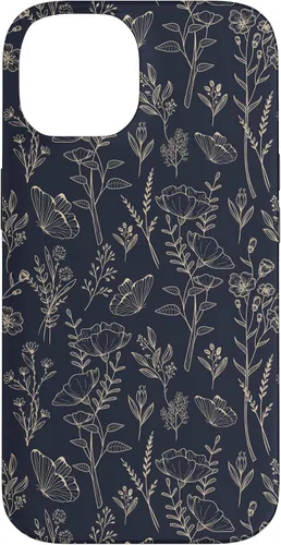 Vista 4 de Butterfly Meadow Botanical Wildflower Pattern (Azul Marino) Funda para iPhone 17