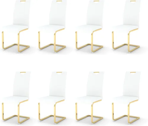 Vista 27 de Juego de sillas de comedor modernas (2 unidades) de piel sintética PU con respaldo alto tapizadas con patas doradas de metal para cocina y comedor