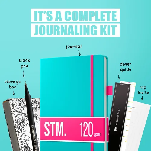 Vista 6 de Cuaderno de cuadrícula de puntos con viñetas Cuadernos diarios A5 para escritura personal, trabajo, mujeres papel grueso de 120gsm, tapa dura