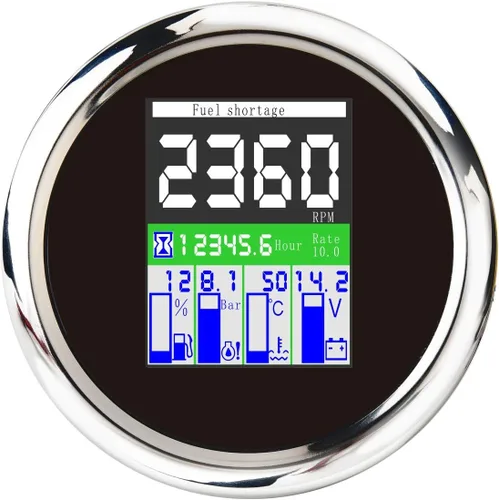 Vista 13 de ELING Voltímetro multifuncional 4 en 1 de 3.346 in, presión de aceite, nivel de combustible, medidor de temperatura del agua 9-32 V para automóvil