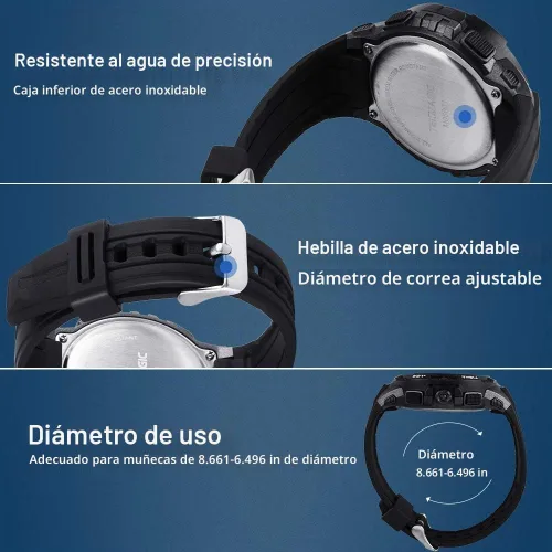 Vista 9 de 10 ATM Digital sumergible buceo reloj 328.1 ft resistente al agua natación deporte reloj de pulsera luminosa pantalla LCD con cronómetro función