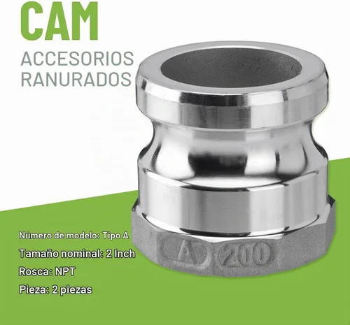 Vista 2 de SPARKWHIZ 2 piezas de accesorios de manguera Camlock de aluminio (parte de 2" D) con leva y ranura + 2 piezas de accesorios de manguera de aluminio