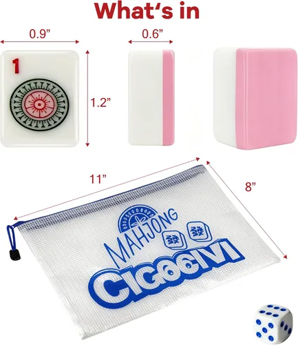 Vista 5 de 166 azulejos Mahjong American Basic de 1.2 pulgadas solo con bolsa Rosa
