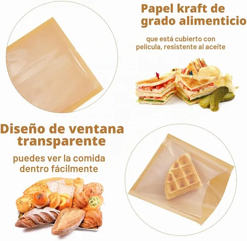 Vista 4 de Ocmoiy Bolsas de panadería termosellables con ventana, 7.1 x 7.5 pulgadas