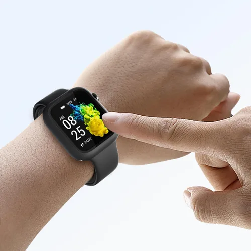 Vista 5 de Paquete de 2 fundas de vidrio templado compatibles con Apple Watch, protector de pantalla de policarbonato duro, protección general ligera contra
