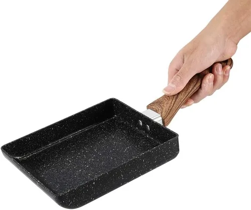 Vista 5 de HERCHR Tamagoyaki - Sartén rectangular antiadherente de 7.3 x 6 pulgadas, sartén para huevos japoneses, sartén pequeña de hierro fundido, mini