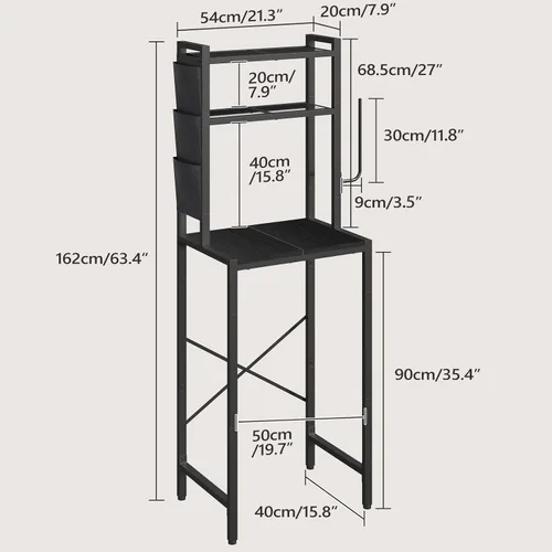 Vista 3 de MAHANCRIS - Estantería para panadería con mini nevera, soporte para microondas de 3 niveles, estación de barra de café con porta papeles, estante