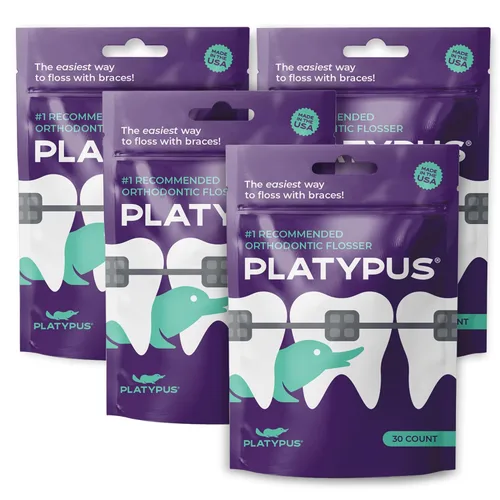 Vista 11 de Platypus Hilo dental ortodóntico para brackets, 30 unidades (paquete de 1), palillos ortodónticos para adultos y niños, se adapta debajo del alambre