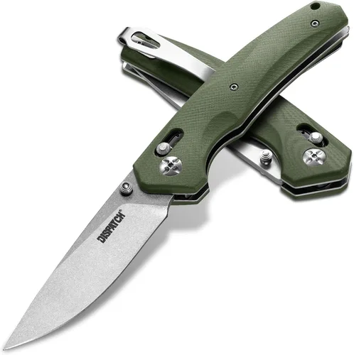 Vista 11 de Dispatch Axis Lock - Cuchillo de bolsillo plegable con clip, hoja de punta de gota de acero D2 de 3.46 pulgadas y mango G10, cuchillos de bloqueo