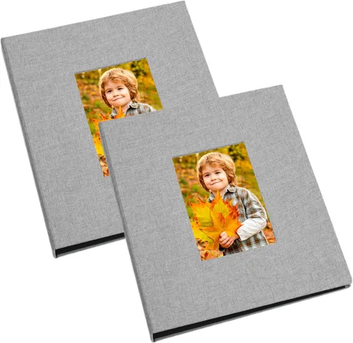 Vista 11 de Álbumes de fotos pequeños para fotos de 4 x 6, paquete de 2 libros de memoria con cubierta de lino con ventana de exhibición, cada uno con capacidad