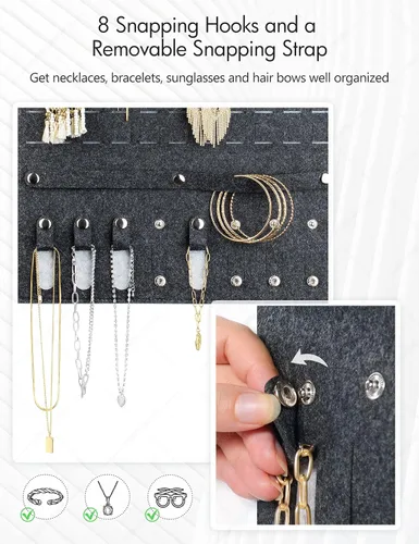 Vista 5 de Oaque Organizador de aretes colgantes soporte de pared para aretes soporte de pared de fieltro para almacenamiento de aretes organizador de joyas