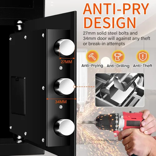 Vista 5 de Caja de seguridad depositaria de 2.6 pies cúbicos para negocios con ranura de colocación rápida, cajas de seguridad para efectivo con pantalla LCD