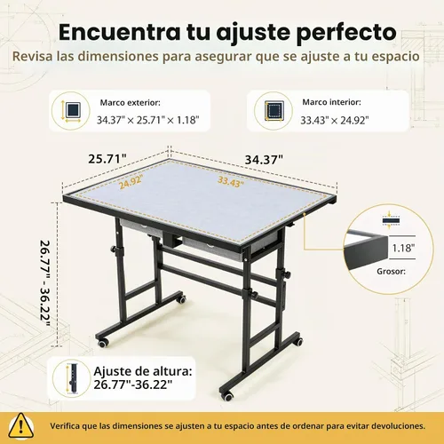 Vista 2 de BuilderButler Mesa de rompecabezas de 1500 piezas con marco de metal con ruedas, altura ajustable de 33.43 x 24.92 pulgadas y tabla de rompecabezas