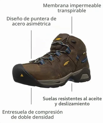 Vista 3 de Botas de trabajo KEEN Utility Detroit XT impermeables para hombre., Marrón, 9 marrón/azul (cascade brown/orion blue)