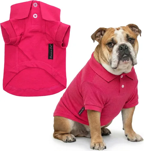 Vista 38 de Camisas Polo Parisian Pet - Camisa de Algodón Transpirable para Perros - Azul Sólido, Ropa de Verano con Capucha - Cuello con Botón para Perros