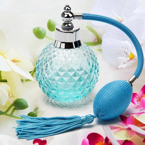 Vista 7 de Coolrunner Crystal Art - Botella de spray larga recargable estilo vintage, atomizador de perfume (3.4 fl oz) (azul)
