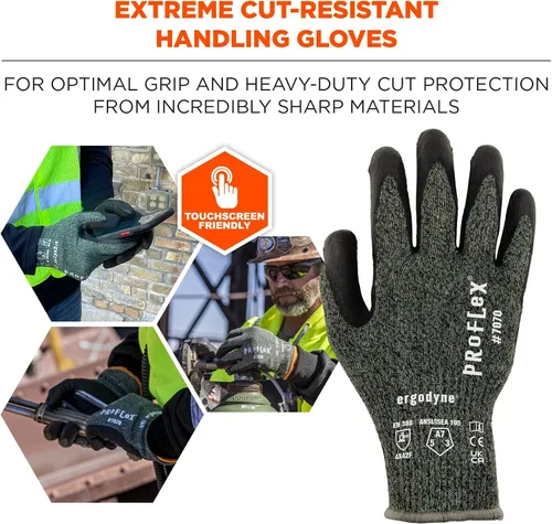 Vista 2 de Ergodyne Guantes unisex para adultos, A7, resistentes, palmas, guantes de trabajo resistentes a cortes, ANSI A7, resistentes al calor, palmas