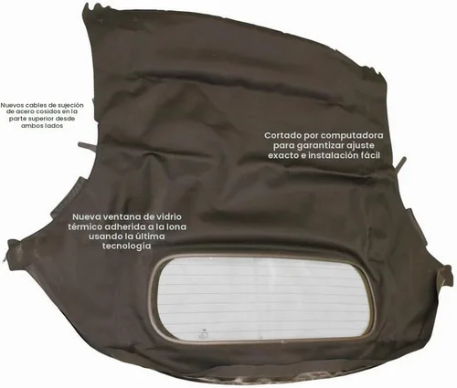 Vista 2 de Compatible con Porsche Boxster 986 1997-2002 Convertible Top con paño de lona de vidrio térmico (negro)