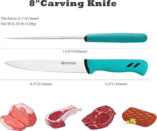 Vista 2 de YOUSUNLONG Cuchillo de trinchar de 8 pulgadas – Hoja de acero de molibdeno de alto carbono – Cuchillos para cortar carne – Mango ergonómico