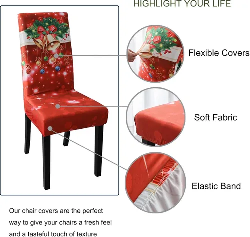 Vista 4 de Juego de fundas para sillas de comedor, de elastano, súper ajuste, elásticas, extraíbles y lavables, fundas protectoras para sillas Parsons