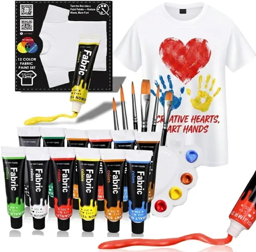 Vista 12 de HUAL Juego de pintura acrílica con 5 pinceles, 24 colores (2.0 fl oz, 2 onzas) para artistas, niños, principiantes y pintores