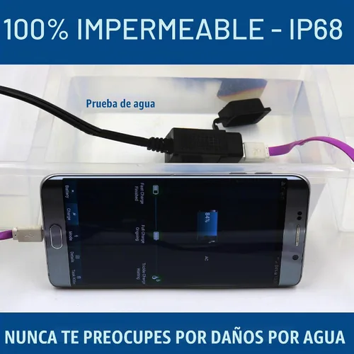 Vista 6 de MOTOPOWER MP0609C - Kit de cargador doble USB impermeable para motocicleta de 3,1 A, adaptador SAE a USB, cable para teléfono, tableta, GPS a)