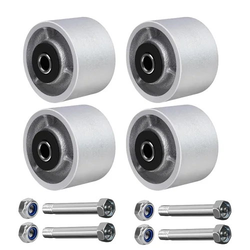 Vista 19 de Ruedas industriales de 3" x 2", rueda de hierro fundido de acero – Rueda de servicio pesado – Capacidad de 800 libras cada una, rodamiento
