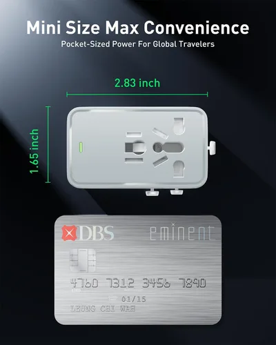 Vista 3 de Adaptador universal de viaje de enchufe europeo de carga rápida GaN de 75W