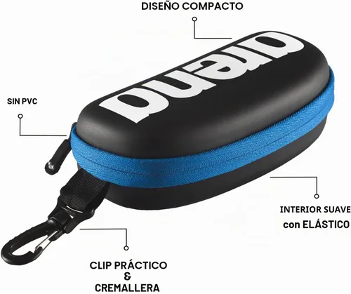 Vista 6 de ARENA Unisex Adult Swim Goggle Case for Swimmers Protective Hardcover Carrying Case Clip for Backpacks