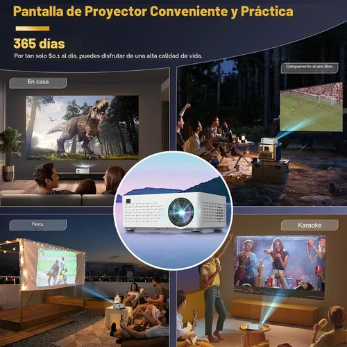 Vista 5 de Soporte inteligente para proyectores 4K, viene con un mini soporte, mini proyector con altavoz estéreo, proyector portátil Full HD, compatible
