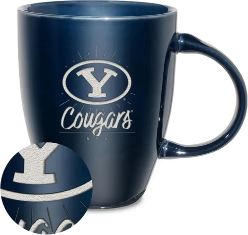 Vista 123 de Rico Industries - Taza de lustre cerámico con grabado láser de la NCAA de 18oz - Café-Té