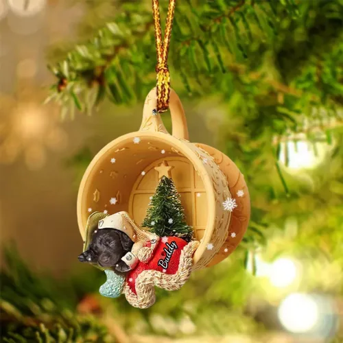 Vista 30 de Adornos de acrílico de encargo de la Navidad del nombre del perro, forma 2D personalizada para los amantes del perro Bulldog