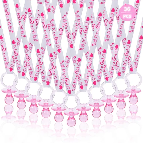 Vista 8 de XINHUIDALSQ Collar de 36 chupetes de baby shower, bonitos collares acrílicos para juegos de baby shower, regalos de fiesta, decoraciones