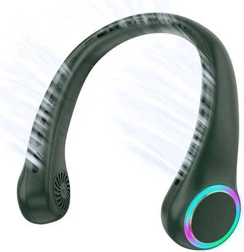Vista 10 de Ventilador de cuello, ventilador portátil con vida útil de 5 a 17 horas, ventilador de cuello de 4000 mAh con 3 velocidades ajustables y 64 luces