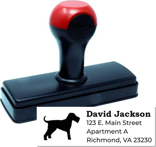 Vista 2 de Airedale Terrier Address Stamp, Custom Airedale Terrier Hand Stamp for Dog Lovers, Duo Rubber Return Address for Pet Owners