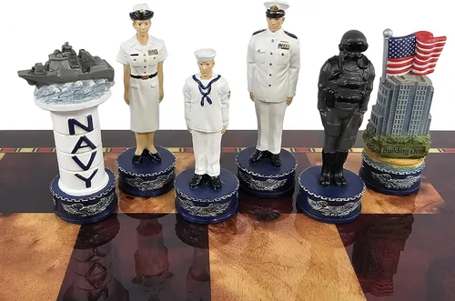 Vista 7 de US Military - Juego de ajedrez de 16 piezas para hombre, marines de la Fuerza Aérea de la Armada del Ejército - Junta separ