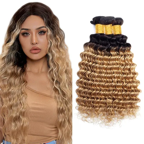 Vista 116 de 300g 1B27 Human Hair Bundles Honey Blonde Bundles Human Hair 10A Brazilian Virgin Remy Hair Extensions 8 10 12 Inch