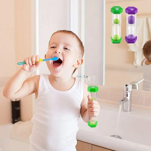 Vista 2 de Jeowoqao Temporizadores de cepillado de dientes para niños y adolescentes, temporizador de arena de reloj de arena de 3 minutos para cepillar