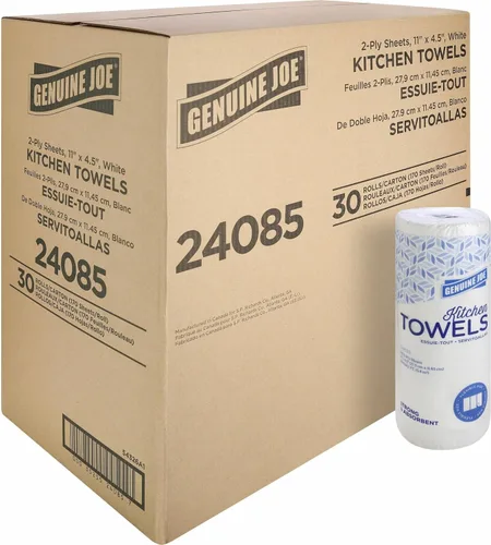 Vista 5 de Genuine Joe - GJO24080 Toallas de papel de dos capas en rollo para el hogar (paquete de 30) - BLANCO