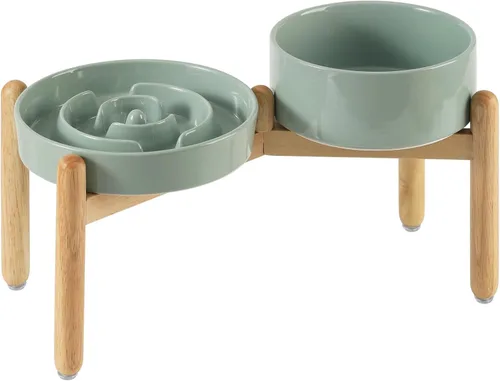 Vista 20 de Havniva Cuencos elevados para perros de alimentación lenta, 6.1 pulgadas 1 x café marrón - C
