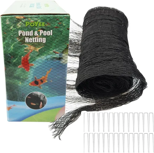 Vista 7 de POYEE Red de estanque de 10 x 10 pies para hojas, red de hoja, red de estanque con pequeña malla fina que protege a los peces Koi de pájaros, gatos