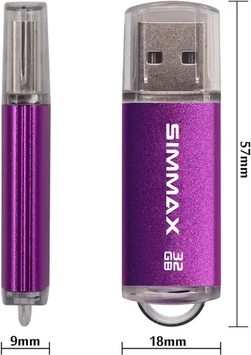 Vista 6 de SIMMAX Memory Stick 32GB USB 2.0 Unidades Flash Thumb Drive Pen Drive (32GB Morado)