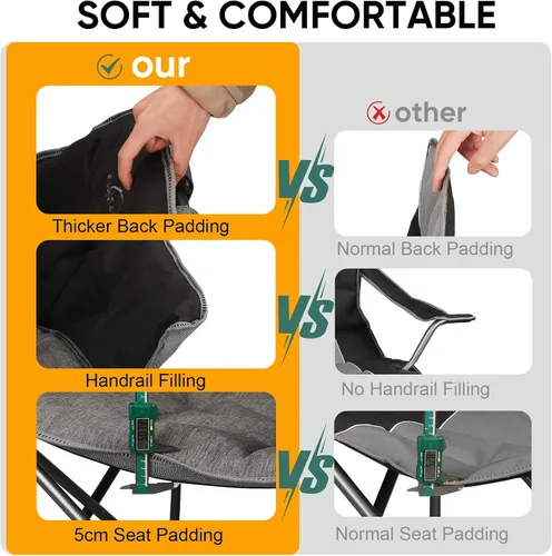 Vista 6 de Colorsoul Sillas de campamento XXL de gran tamaño con soporte de 450 libras, sillas acolchadas extragrandes para exteriores, silla de césped