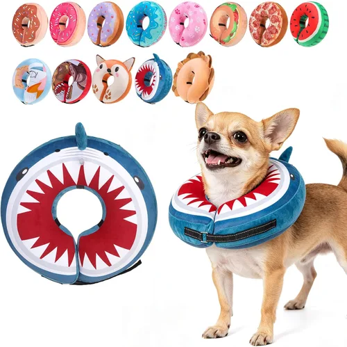 Vista 22 de BEAUTYZOO Alternativa al cono para perro después de la cirugía para perros grandes, medianos y pequeños, collar de cono inflable suave para perros