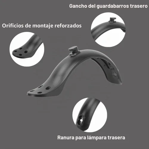 Vista 6 de Guardabarros eléctrico para scooter, 4 agujeros, protector de barro para scooter a prueba de salpicaduras, accesorios para guardabarros, soporte