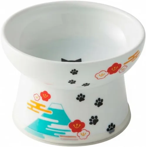 Vista 13 de Tazón elevado de comida para gatos Necoichi – Tazón elevado de cerámica para gatos para fatiga de bigotes y cuello, apto para lavavajillas