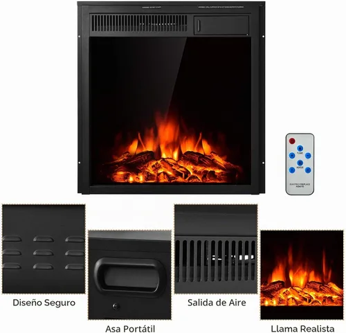 Vista 9 de Tangkula - Inserto de chimenea eléctrica de 22.5 pulgadas, calentador de chimenea eléctrica independiente y empotrado con control remoto, calentador